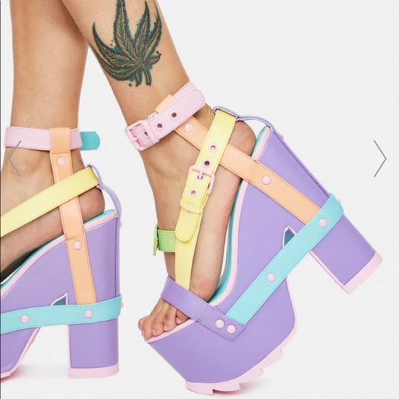 Dolls Kill Shoes - LAST PAIR YRU Dollskill Pastel Nightcall Platform Heels